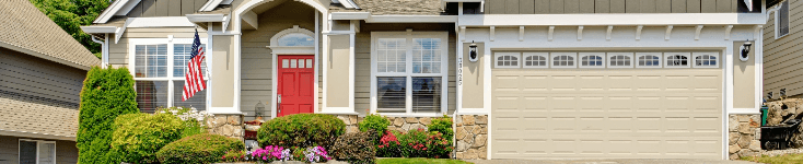 garage door home with American flag sm