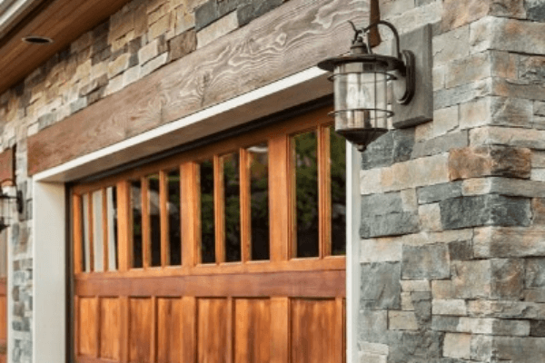 wood garage door vertical windows